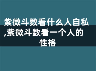 紫微斗数看什么人自私,紫微斗数看一个人的性格