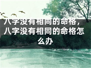 八字没有相同的命格，八字没有相同的命格怎么办
