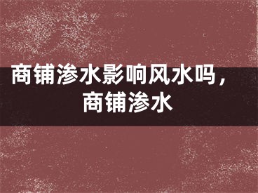 商铺渗水影响风水吗，商铺渗水