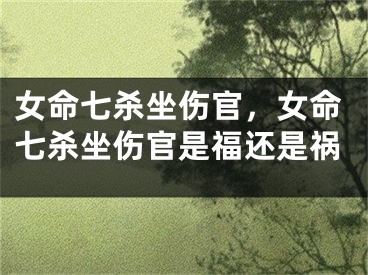 女命七杀坐伤官，女命七杀坐伤官是福还是祸