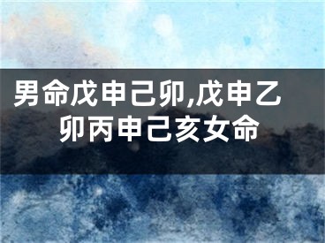男命戊申己卯,戊申乙卯丙申己亥女命