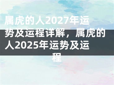 属虎的人2027年运势及运程详解,属虎的人2025年运势及运程