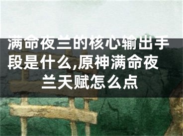 满命夜兰的核心输出手段是什么,原神满命夜兰天赋怎么点