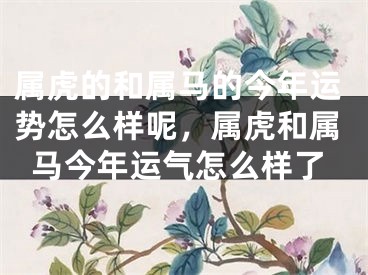 属虎的和属马的今年运势怎么样呢，属虎和属马今年运气怎么样了