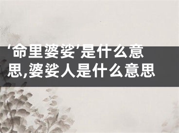 ‘命里婆娑’是什么意思,婆娑人是什么意思