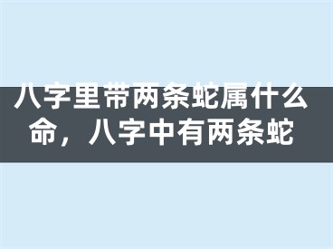八字里带两条蛇属什么命，八字中有两条蛇