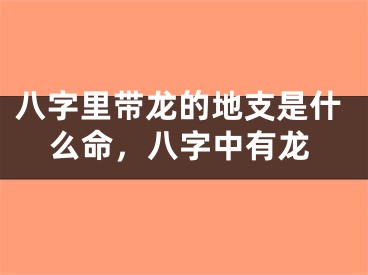 八字里带龙的地支是什么命，八字中有龙