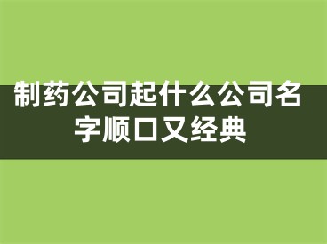 制药公司起什么公司名字顺口又经典