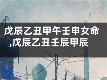 戊辰乙丑甲午壬申女命,戊辰乙丑壬辰甲辰
