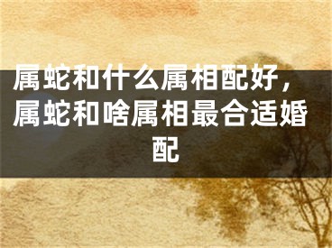 属蛇和什么属相配好，属蛇和啥属相最合适婚配
