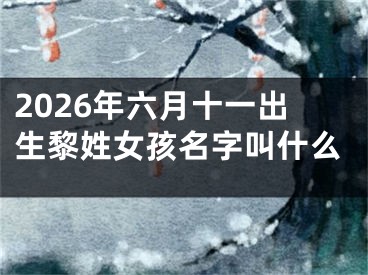 2026年六月十一出生黎姓女孩名字叫什么