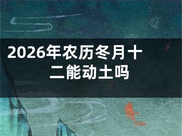 2026年农历冬月十二能动土吗