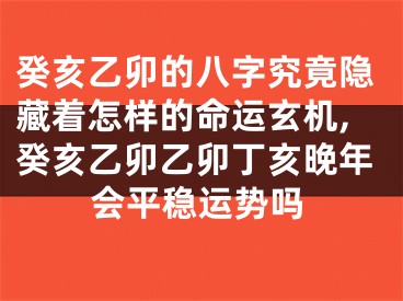 癸亥乙卯的八字究竟隐藏着怎样的命运玄机,癸亥乙卯乙卯丁亥晚年会平稳运势吗