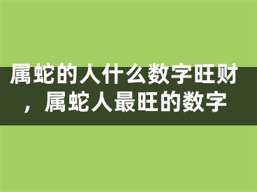 属蛇的人什么数字旺财，属蛇人最旺的数字