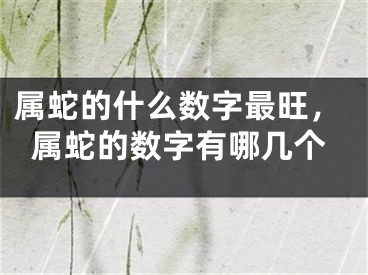 属蛇的什么数字最旺，属蛇的数字有哪几个