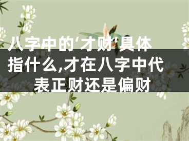 八字中的‘才财’具体指什么,才在八字中代表正财还是偏财