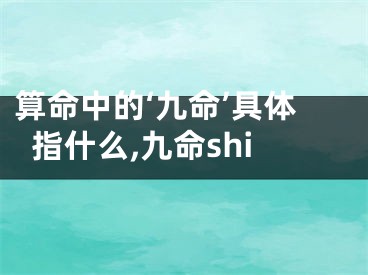 算命中的‘九命’具体指什么,九命shi