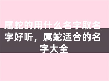 属蛇的用什么名字取名字好听，属蛇适合的名字大全