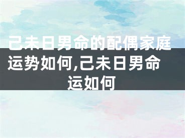 己未日男命的配偶家庭运势如何,己未日男命运如何