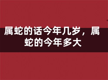 属蛇的话今年几岁，属蛇的今年多大