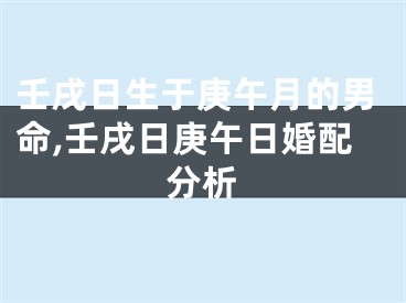 壬戌日生于庚午月的男命,壬戌日庚午日婚配分析