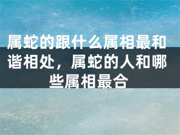 属蛇的跟什么属相最和谐相处，属蛇的人和哪些属相最合