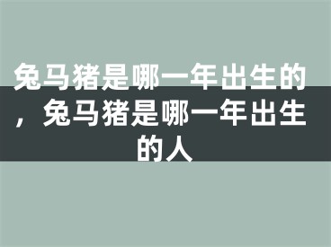 兔马猪是哪一年出生的，兔马猪是哪一年出生的人