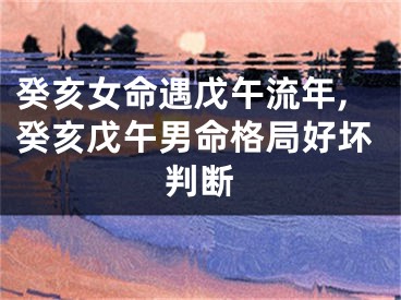 癸亥女命遇戊午流年,癸亥戊午男命格局好坏判断