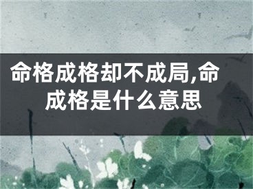 命格成格却不成局,命成格是什么意思