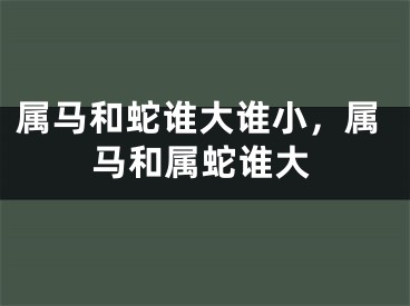 属马和蛇谁大谁小，属马和属蛇谁大