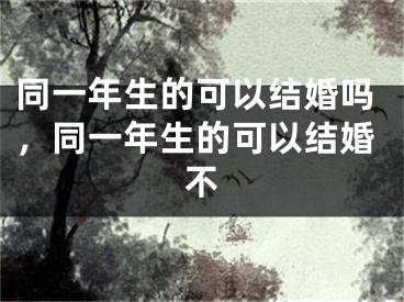 同一年生的可以结婚吗，同一年生的可以结婚不