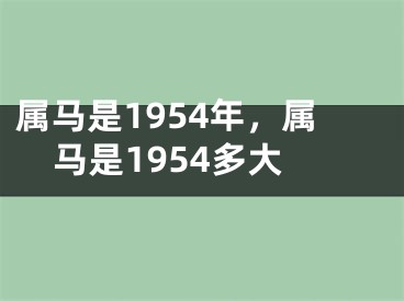 属马是1954年，属马是1954多大