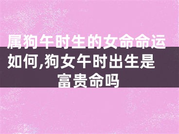 属狗午时生的女命命运如何,狗女午时出生是富贵命吗