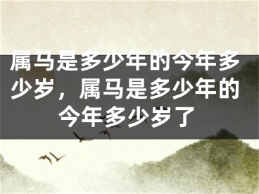 属马是多少年的今年多少岁，属马是多少年的今年多少岁了
