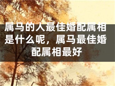 属马的人最佳婚配属相是什么呢，属马最佳婚配属相最好
