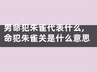 男命犯朱雀代表什么,命犯朱雀关是什么意思