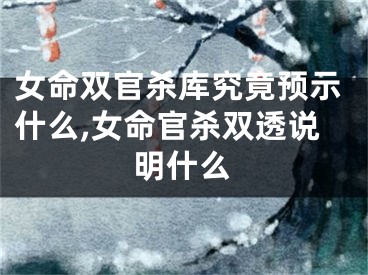 女命双官杀库究竟预示什么,女命官杀双透说明什么