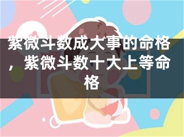 紫微斗数成大事的命格，紫微斗数十大上等命格