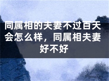 同属相的夫妻不过百天会怎么样，同属相夫妻好不好
