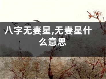 八字无妻星,无妻星什么意思