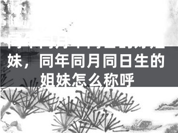 同年同月不同日的好姐妹，同年同月同日生的姐妹怎么称呼