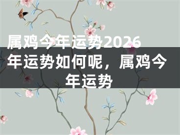属鸡今年运势2026年运势如何呢，属鸡今年运势