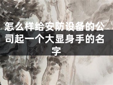 怎么样给安防设备的公司起一个大显身手的名字