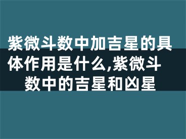 紫微斗数中加吉星的具体作用是什么,紫微斗数中的吉星和凶星