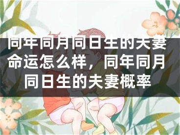 同年同月同日生的夫妻命运怎么样，同年同月同日生的夫妻概率