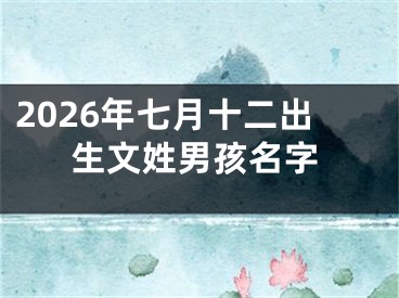 2026年七月十二出生文姓男孩名字