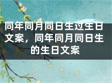 同年同月同日生过生日文案，同年同月同日生的生日文案