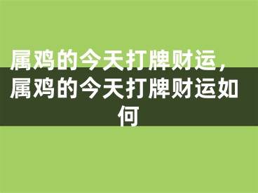 属鸡的今天打牌财运，属鸡的今天打牌财运如何