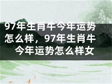 97年生肖牛今年运势怎么样，97年生肖牛今年运势怎么样女