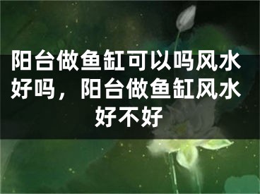 阳台做鱼缸可以吗风水好吗,阳台做鱼缸风水好不好